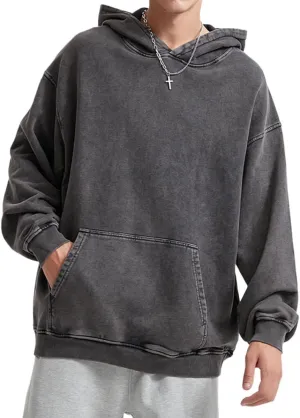 POHADON Oversized Hoodies for Men Women Acid Wash Heavy Cotton Hooded Pullover Sweatshirt Vintage Y2k Streetwear