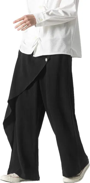PRIJOUHE Mens Casual Linen Pants Baggy Pants Lightweight Elastic Drawstring Waist Harem Pants