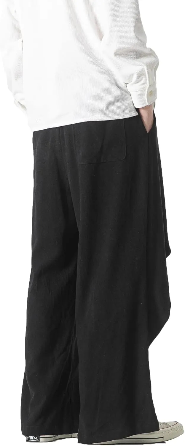 PRIJOUHE Mens Casual Linen Pants Baggy Pants Lightweight Elastic Drawstring Waist Harem Pants