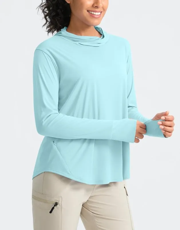 Pudolla Women's Sun Protection Shirt UPF 50  Long Sleeve Lightweight UV Hoodie for Women Hiking Outdoor Fishing Summer