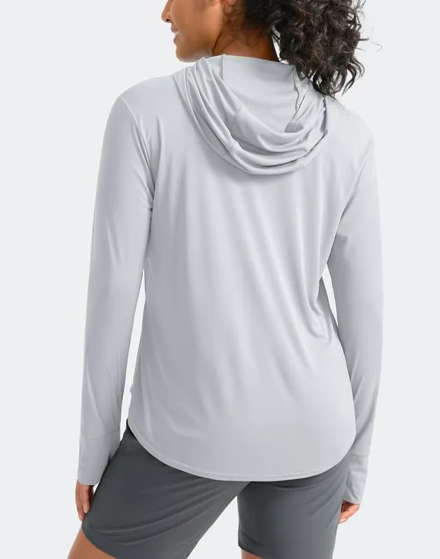 Pudolla Women's Sun Protection Shirt UPF 50  Long Sleeve Lightweight UV Hoodie for Women Hiking Outdoor Fishing Summer
