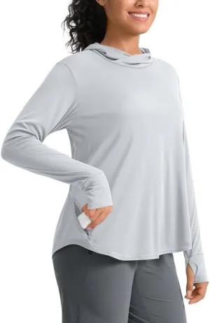 Pudolla Women's Sun Protection Shirt UPF 50  Long Sleeve Lightweight UV Hoodie for Women Hiking Outdoor Fishing Summer