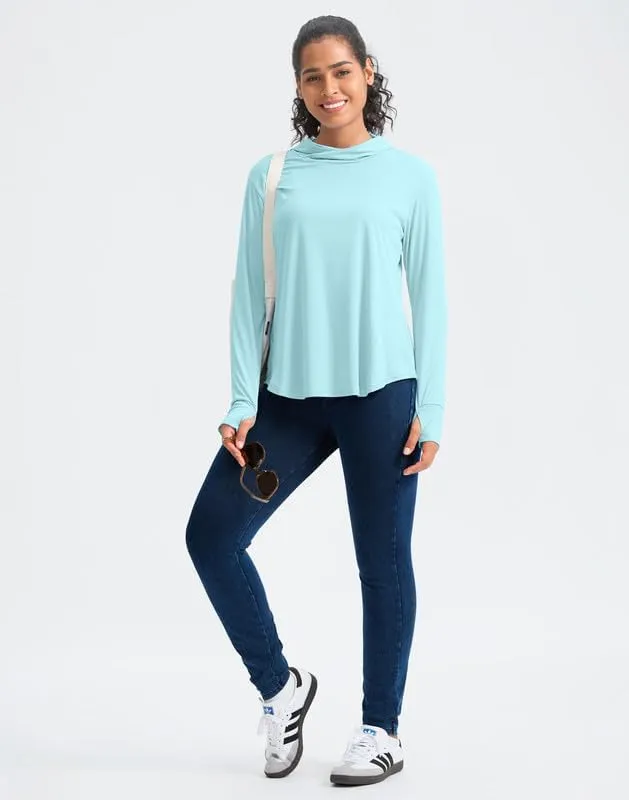 Pudolla Women's Sun Protection Shirt UPF 50  Long Sleeve Lightweight UV Hoodie for Women Hiking Outdoor Fishing Summer