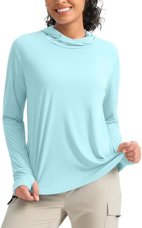 Pudolla Women's Sun Protection Shirt UPF 50  Long Sleeve Lightweight UV Hoodie for Women Hiking Outdoor Fishing Summer
