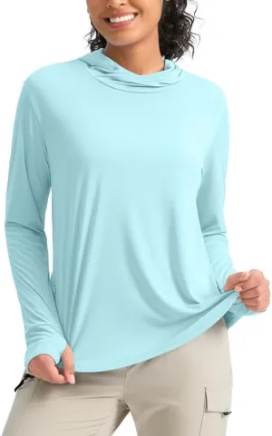 Pudolla Women's Sun Protection Shirt UPF 50  Long Sleeve Lightweight UV Hoodie for Women Hiking Outdoor Fishing Summer