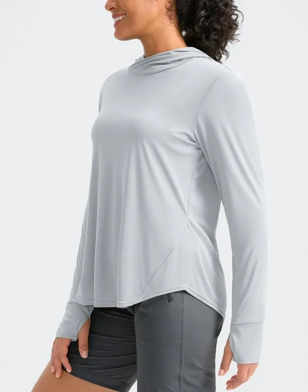 Pudolla Women's Sun Protection Shirt UPF 50  Long Sleeve Lightweight UV Hoodie for Women Hiking Outdoor Fishing Summer