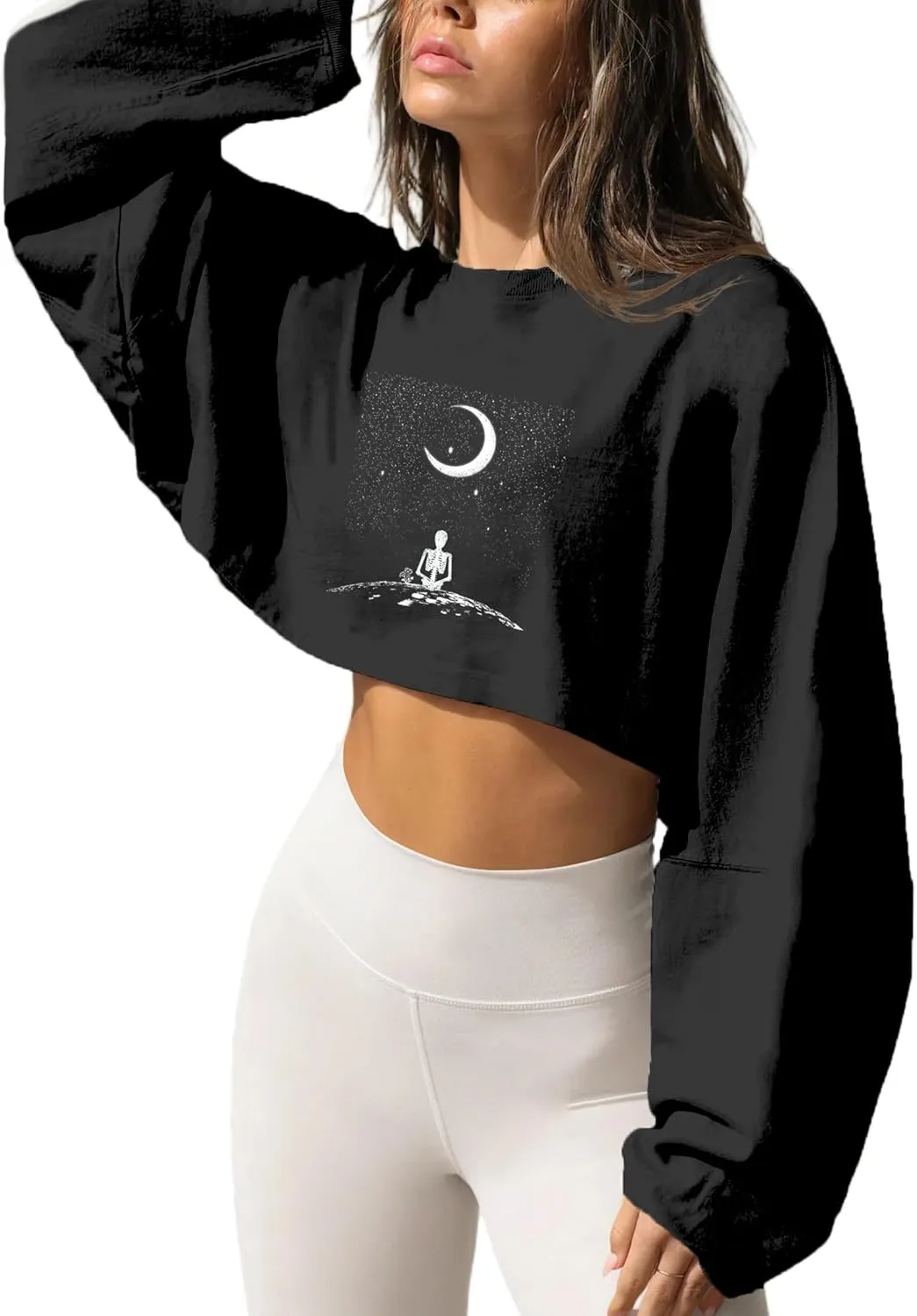 Remidoo Women's Casual Long Sleeve Cropped Sweatshirt Crewneck Pullover Shirt