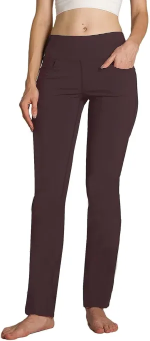 Safort Women's Yoga Pants Straight Leg Yoga Dress Pants 28"/30"/32"/34" Long Tall Inseam Stretch Slacks Pocket for Workout
