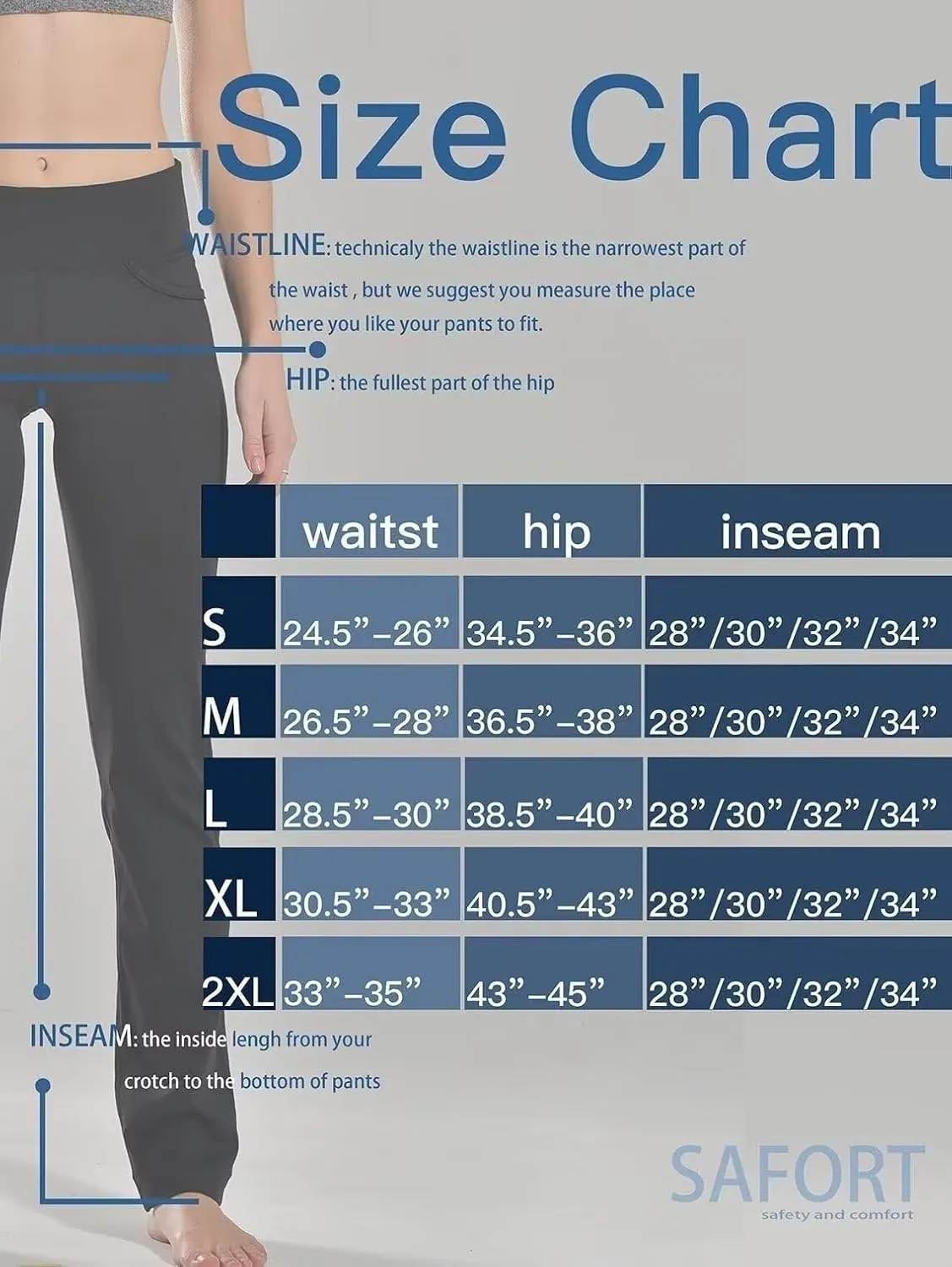Safort Women's Yoga Pants Straight Leg Yoga Dress Pants 28"/30"/32"/34" Long Tall Inseam Stretch Slacks Pocket for Workout