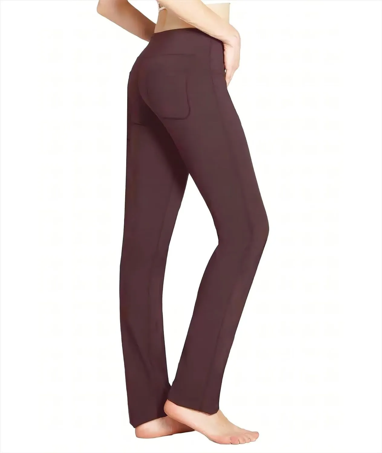 Safort Women's Yoga Pants Straight Leg Yoga Dress Pants 28"/30"/32"/34" Long Tall Inseam Stretch Slacks Pocket for Workout