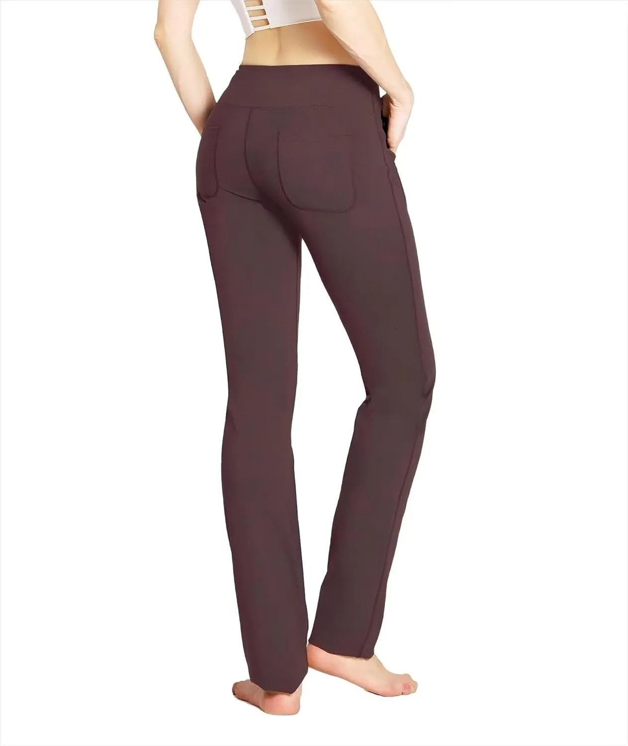 Safort Women's Yoga Pants Straight Leg Yoga Dress Pants 28"/30"/32"/34" Long Tall Inseam Stretch Slacks Pocket for Workout
