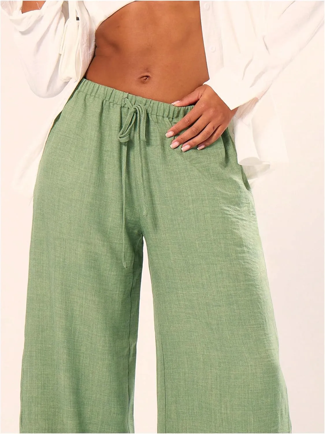 SHENHE Women's Green Wide Leg Palazzo Pants