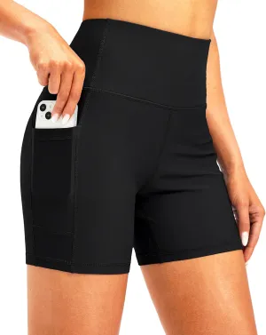 Soothfeel Women's High Waisted Swim Board Shorts 5 Inch UPF 50  Tummy Control Bathing Suit Bottoms for Women with Pockets