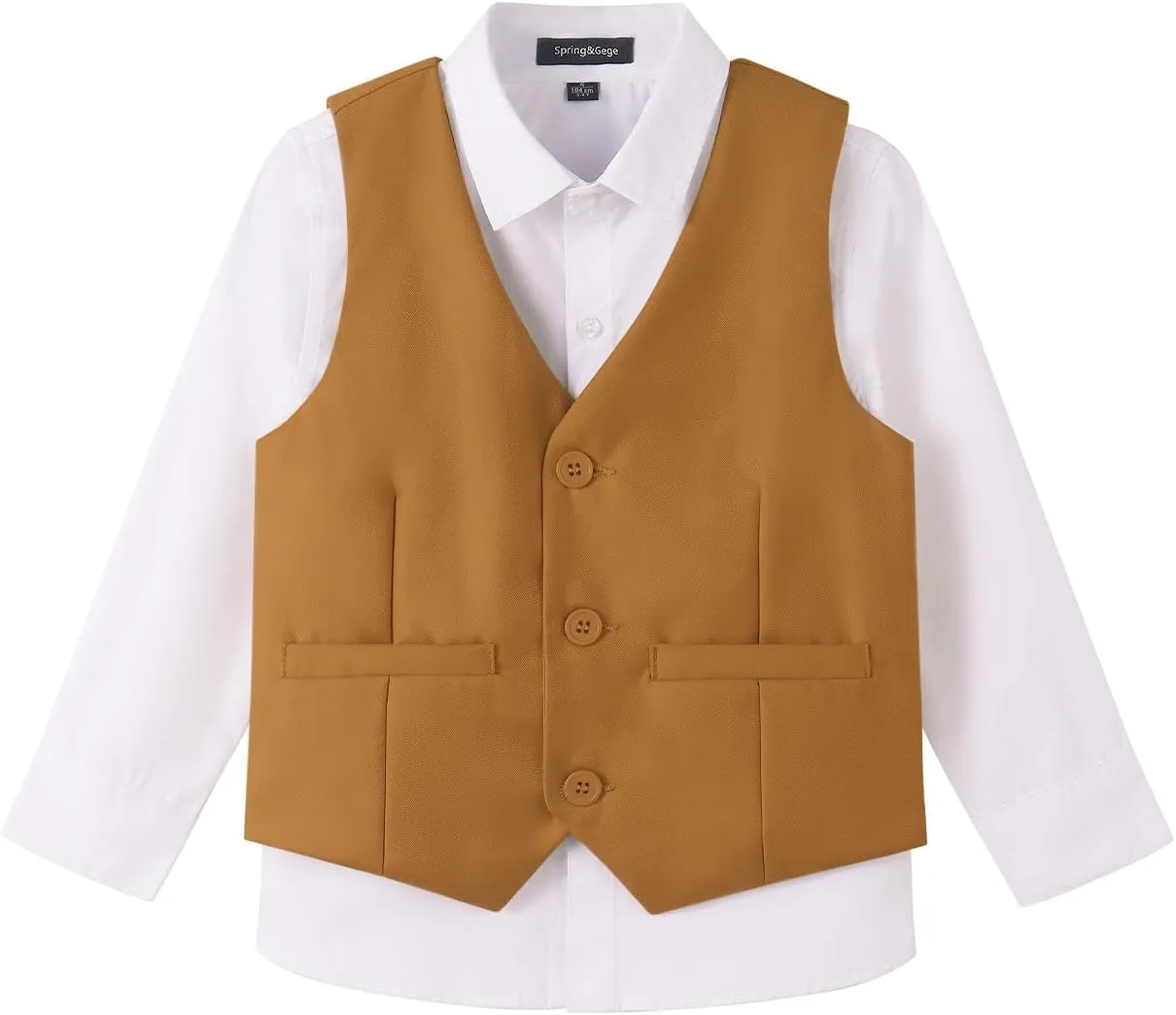 Spring&Gege Boy's Formal Suit Vest Solid Dress Waistcoat Vest with Pockets, Size 4-14 Years