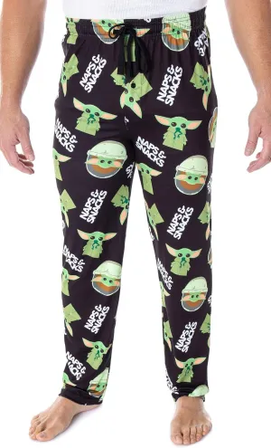 Star Wars Men's The Mandalorian Baby Yoda Snacks And Naps Loungewear Pajama Pants