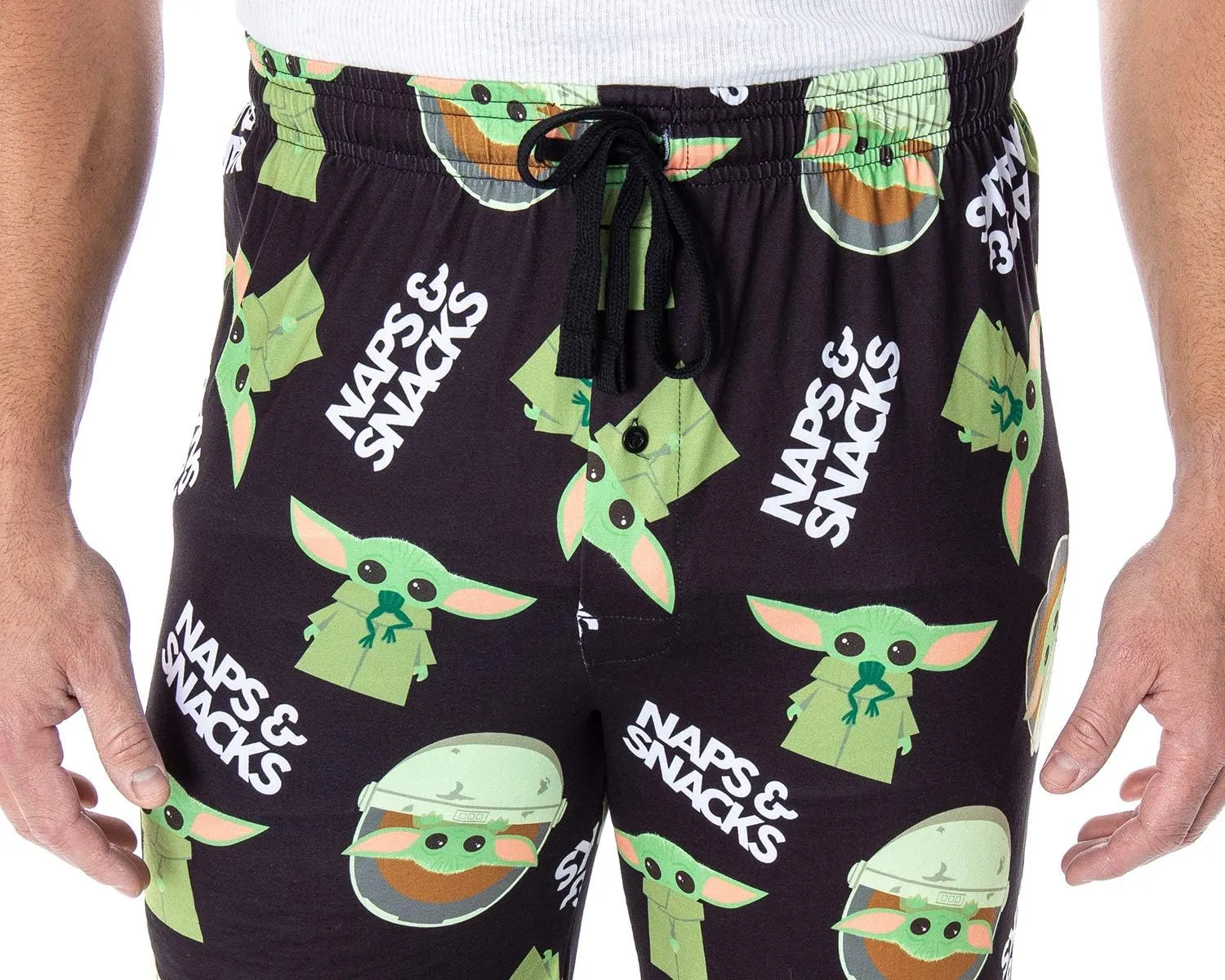 Star Wars Men's The Mandalorian Baby Yoda Snacks And Naps Loungewear Pajama Pants