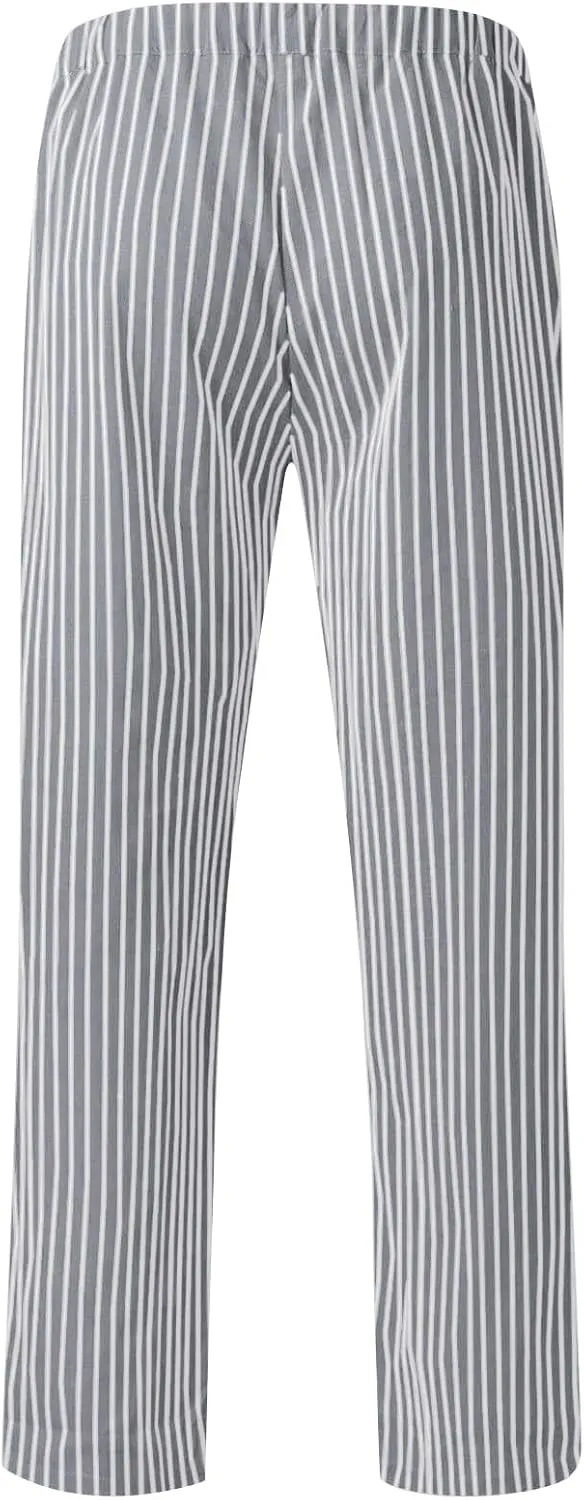 Straight Leg Linen Pants Women Summer Lightweight Striped Lounge Pants Comfy Drawstring Elastic Waist Beach Pants