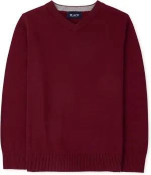 The Children's Place Boys' Long Sleeve V-Neck Pullover Sweater