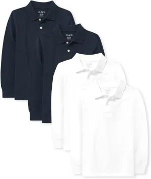 The Children's Place Boys Uniform Long Sleeve Pique Polo