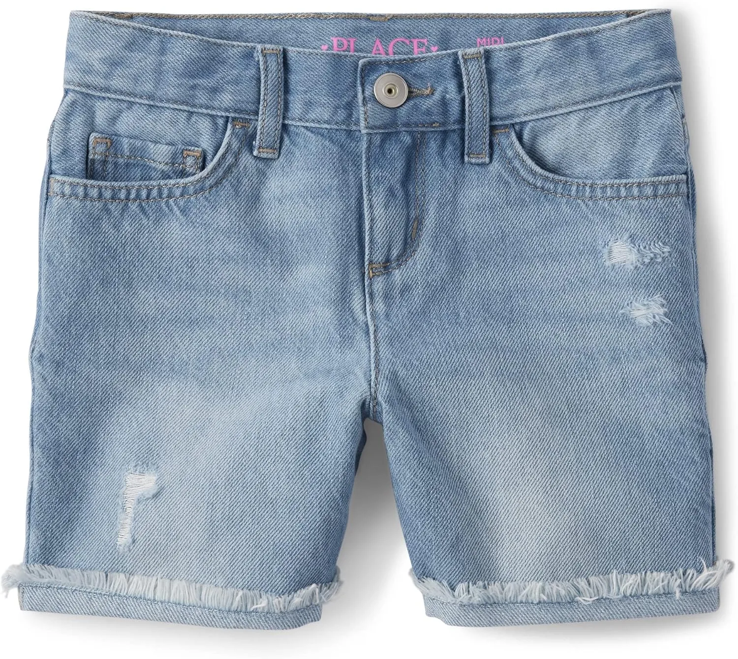 The Children's Place girls Distressed Denim Midi Short