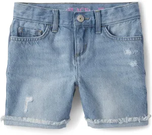 The Children's Place girls Distressed Denim Midi Short