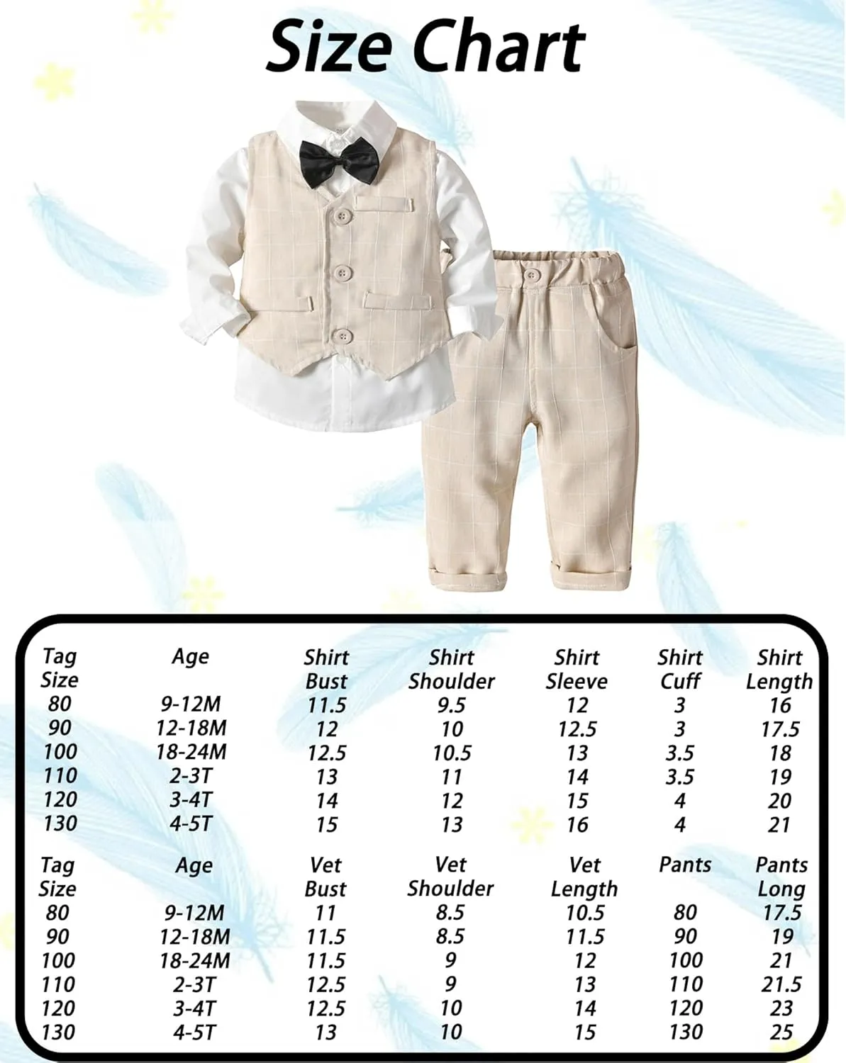 Toddler Boy Clothes Suits Boys Gentleman Outfits Set Formal Dress Shirt Vest Pants Bow Tie 1-5T