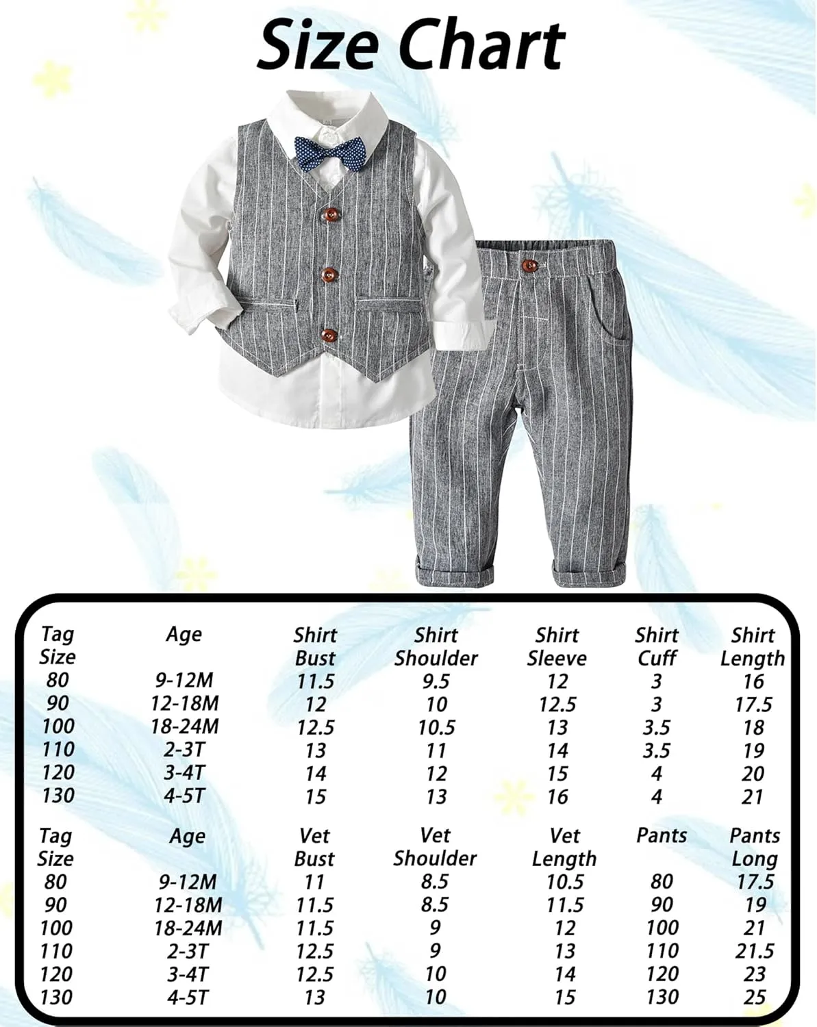 Toddler Boy Clothes Suits Boys Gentleman Outfits Set Formal Dress Shirt Vest Pants Bow Tie 1-5T