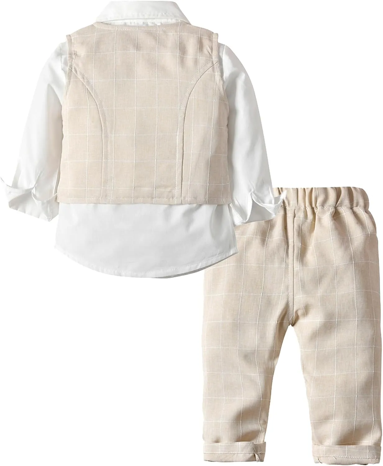 Toddler Boy Clothes Suits Boys Gentleman Outfits Set Formal Dress Shirt Vest Pants Bow Tie 1-5T
