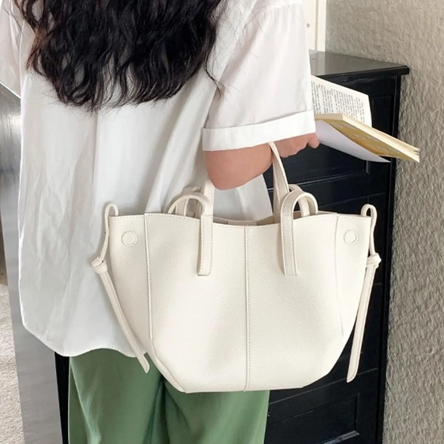 Tote Bag for Women, Small Leather Tote Bags Trendy Dumpling Bag Hobo Purse Shoulder Handbags (Brown)