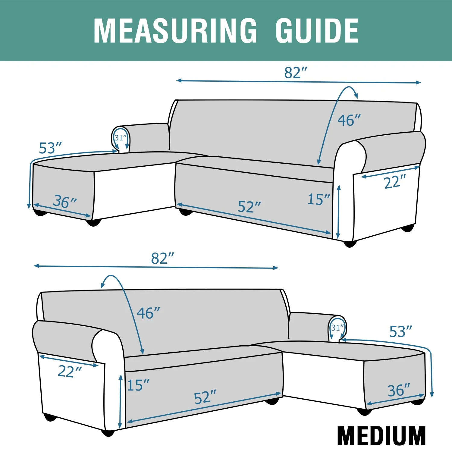 Universal Non-Slip L-Shape Sectional Sofa Cover