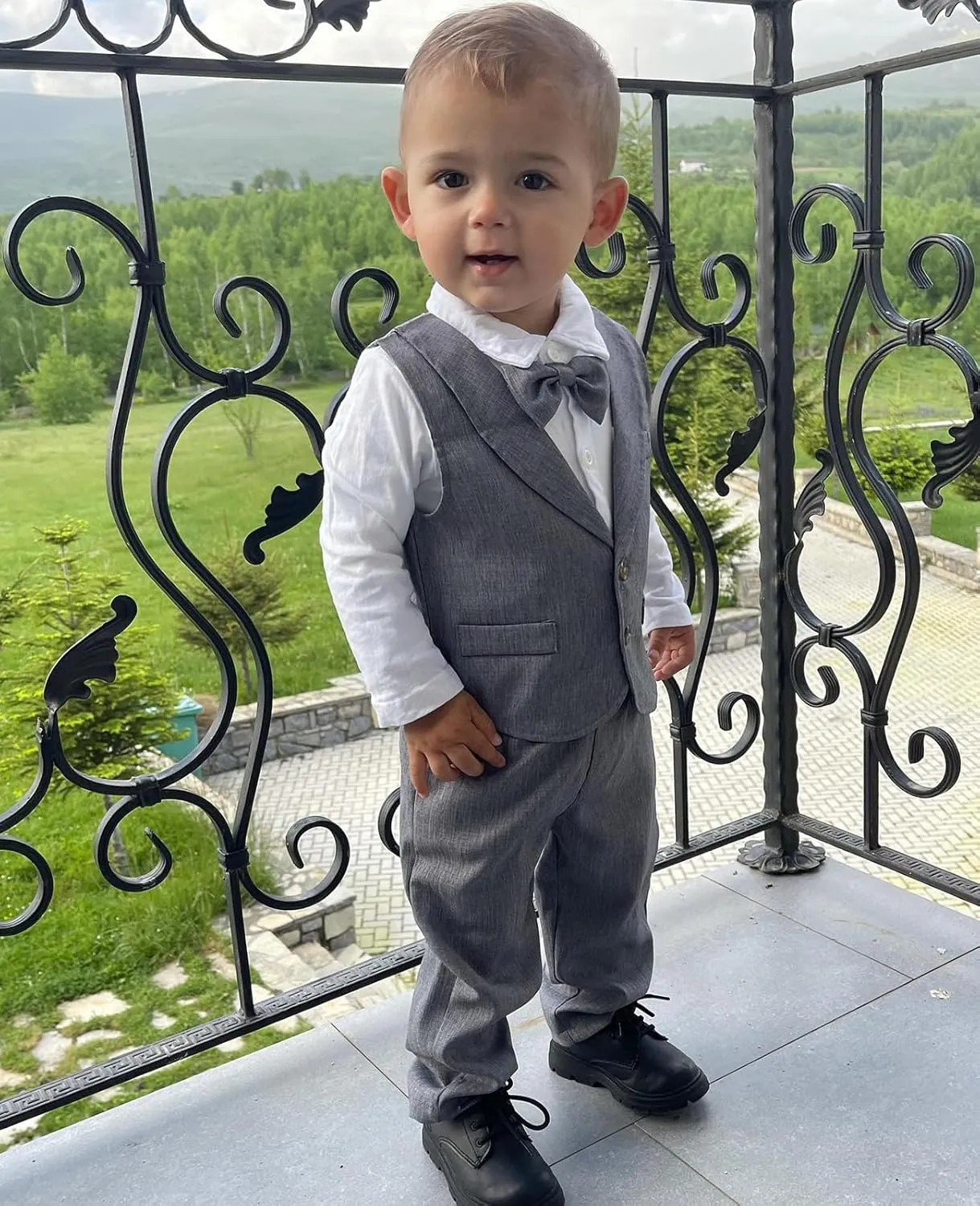 Volunboy Baby Boy Suit Toddler Formal Outfit Kids 3 Piece Vest Gentleman Clothes Long Sleeve Shirt and Pants Set