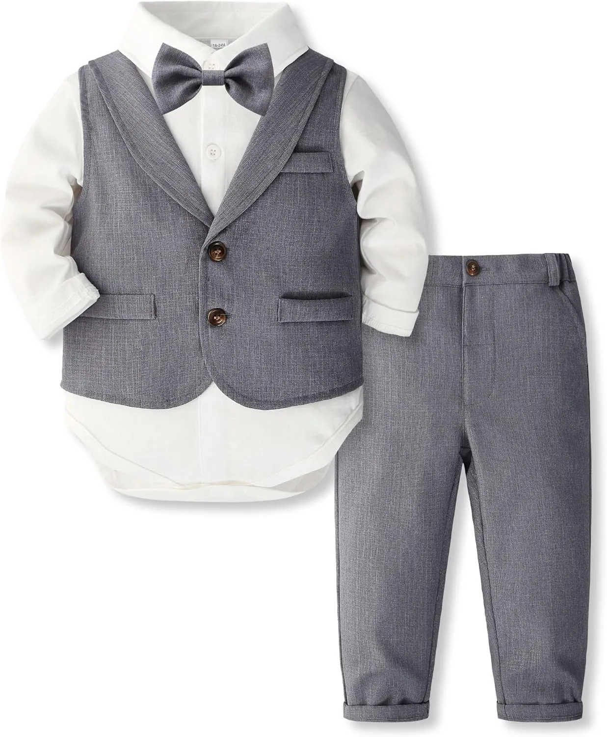 Volunboy Baby Boy Suit Toddler Formal Outfit Kids 3 Piece Vest Gentleman Clothes Long Sleeve Shirt and Pants Set