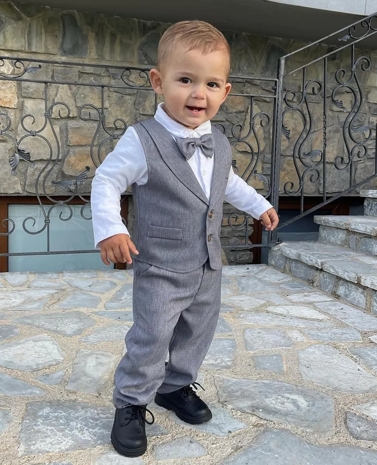 Volunboy Baby Boy Suit Toddler Formal Outfit Kids 3 Piece Vest Gentleman Clothes Long Sleeve Shirt and Pants Set