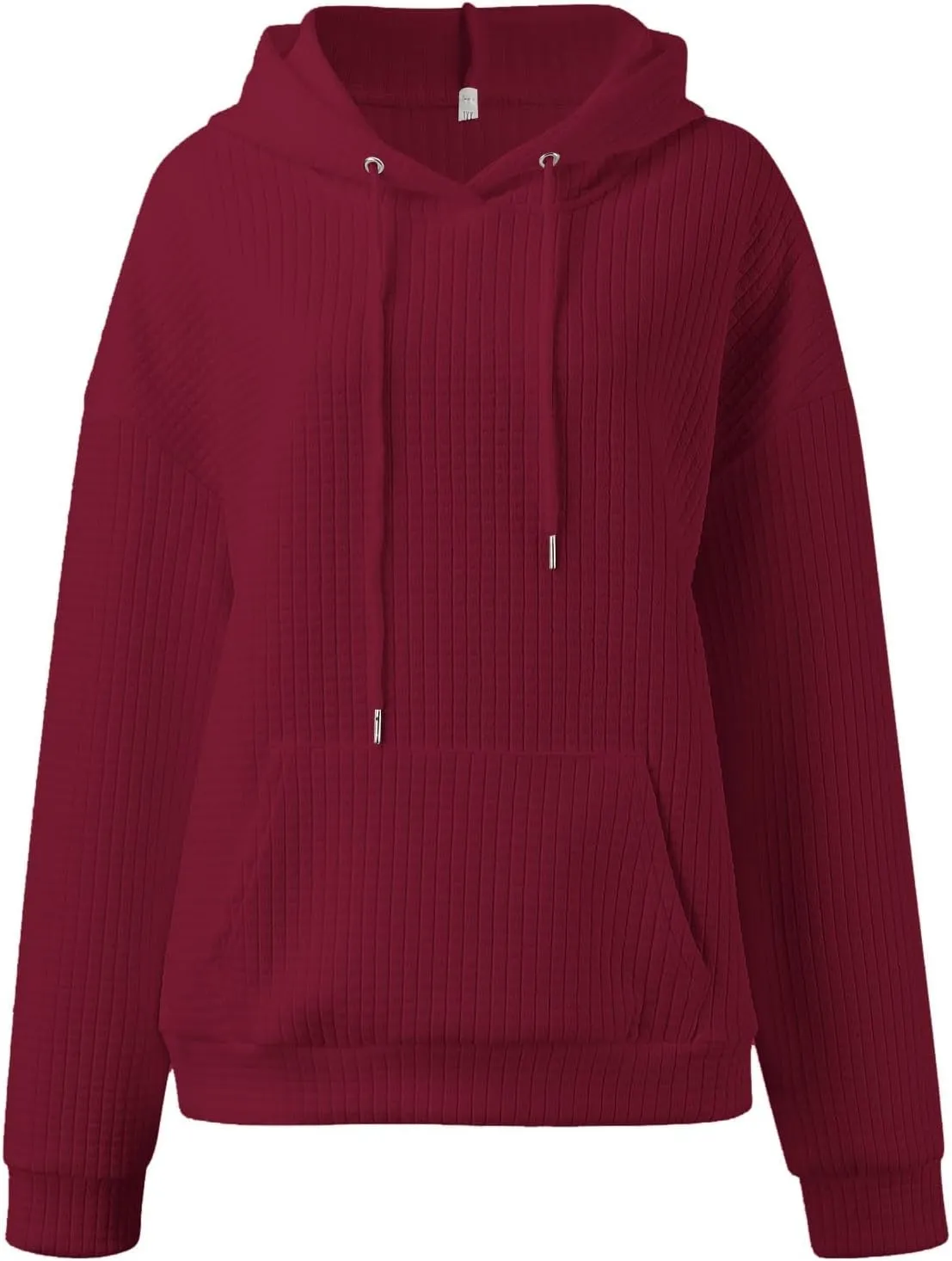Waffle Knit Oversized Hoodies for Women with Pocket - Fall Sweatshirt 2024