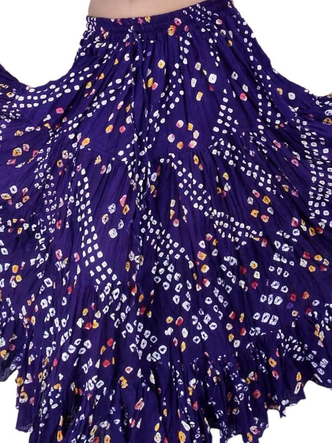 Wevez Womens 25 Yard Polka Dot Pleated Belly Dance Jaipur Leopard Print Skirt