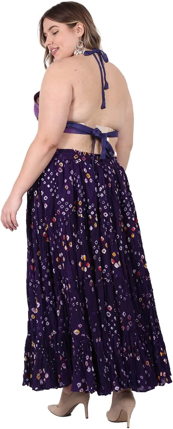 Wevez Womens 25 Yard Polka Dot Pleated Belly Dance Jaipur Leopard Print Skirt