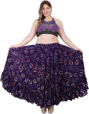 Wevez Womens 25 Yard Polka Dot Pleated Belly Dance Jaipur Leopard Print Skirt