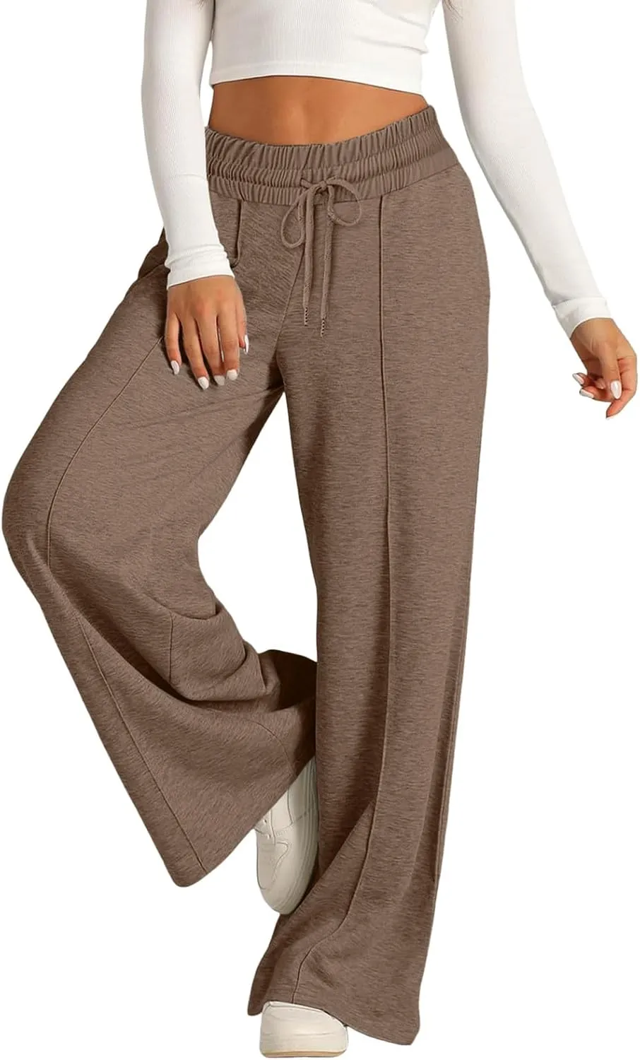 Wide Leg Sweatpants Women High Waisted Baggy Solid Color Lounge Trousers Drawstring Comfy Athletic Flare Joggers