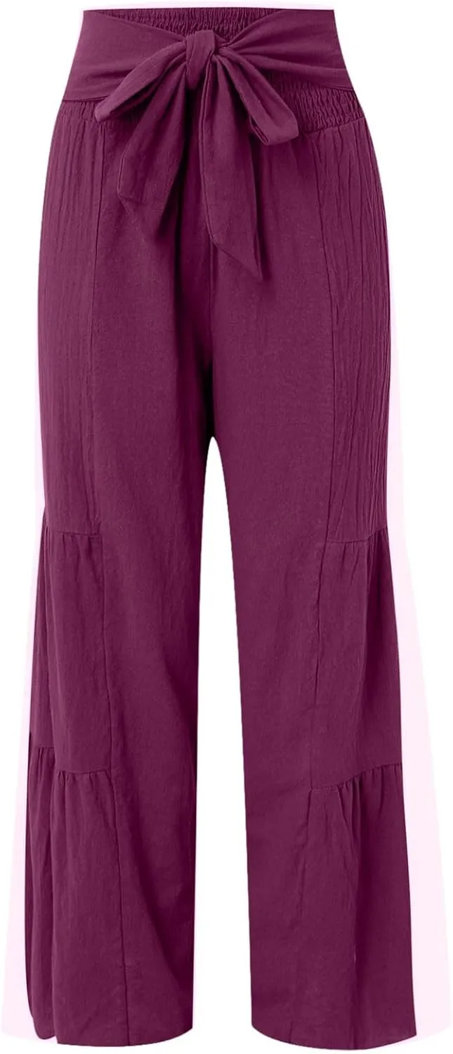 Women High Waist Pleated Wide Leg Casual Loose Trousers Plus Size Pants for Women
