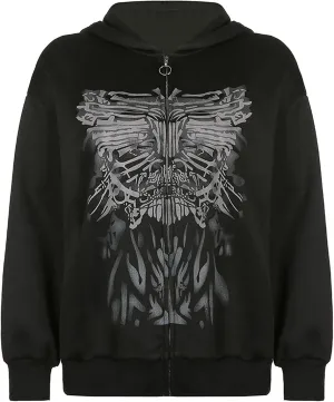 Women Zip Up Oversized Y2k Hoodie Sweatshirt Long Sleeve Butterfly Print Vintage 90s Tops Streetwear