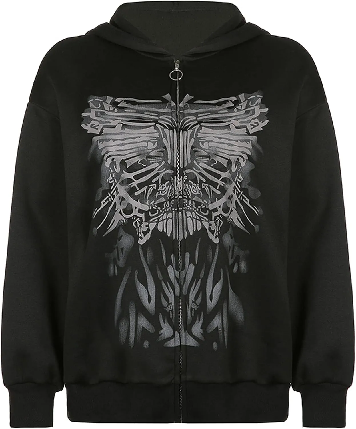 Women Zip Up Oversized Y2k Hoodie Sweatshirt Long Sleeve Butterfly Print Vintage 90s Tops Streetwear