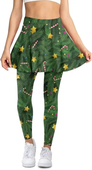 Womens Active Skirted Leggings Ruffle Pleated Tennis Skirts High Waisted Skorts Leggings with Pockets Size XS-3XL