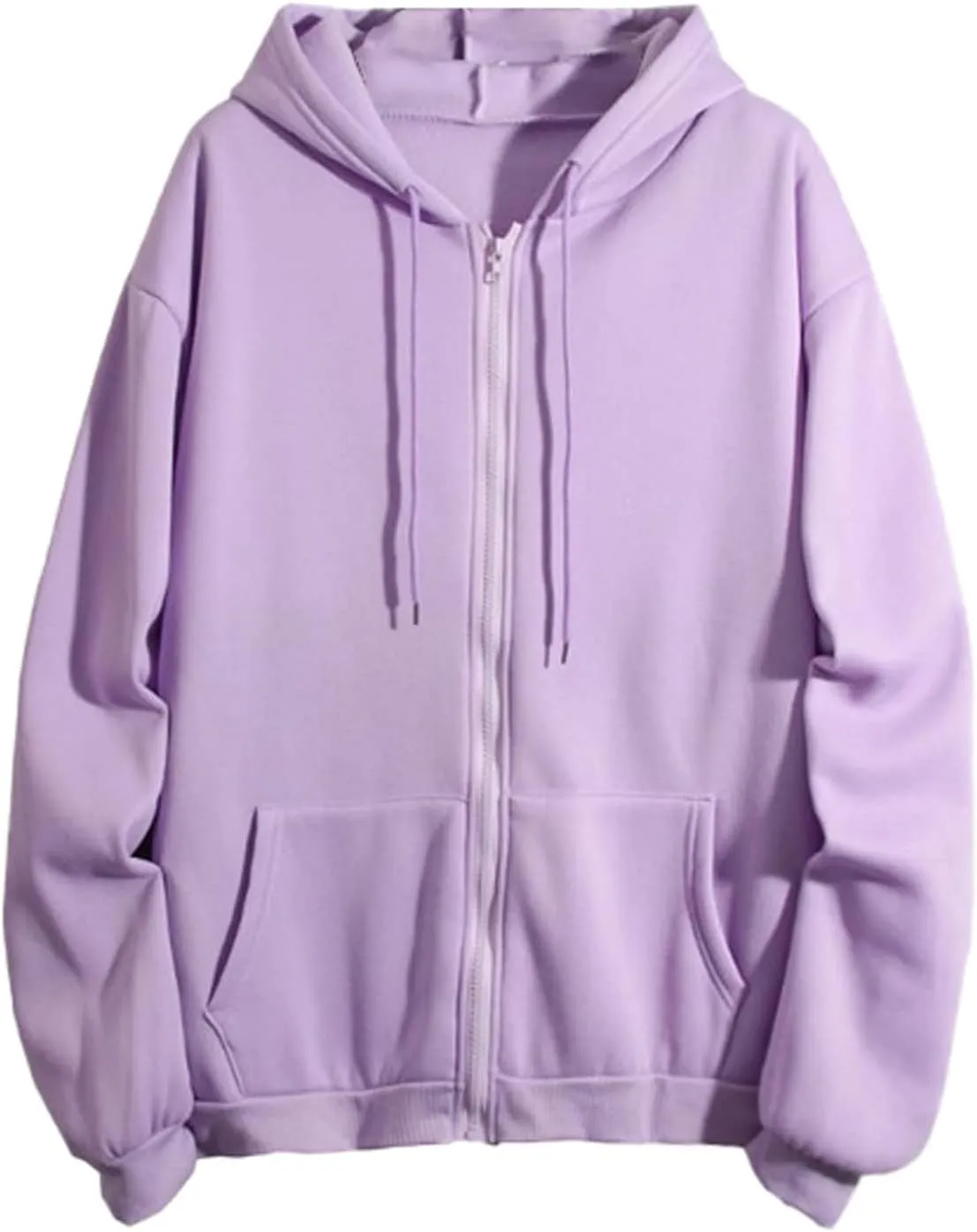 Womens Full Zip Up Hoodies Casual Fleece Lightweight Drawstring Long Sleeve Sweatshirt Jacket with Pockets