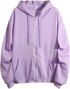 Womens Full Zip Up Hoodies Casual Fleece Lightweight Drawstring Long Sleeve Sweatshirt Jacket with Pockets