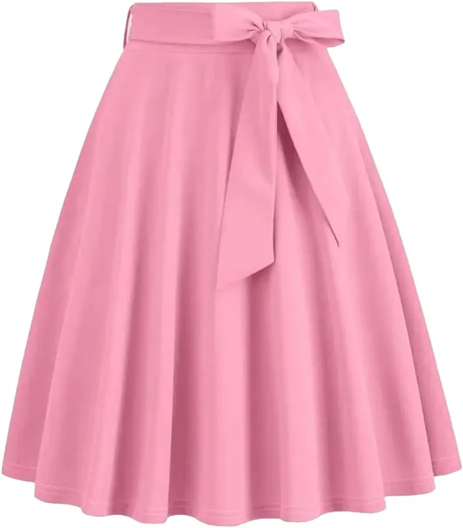 Women's High Waist A Line Skirts for Women Vintage Midi Long Skirt Casual Athletic Skirts