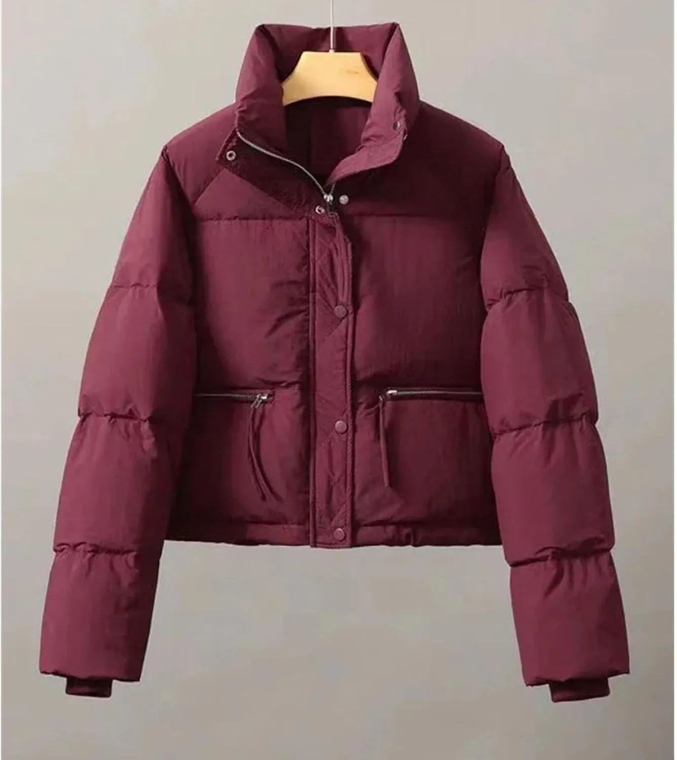 Women's Jacket in Cotton-padded Clothes Short Korean Stand Collar Thicken Bread Jacket Coat Tops
