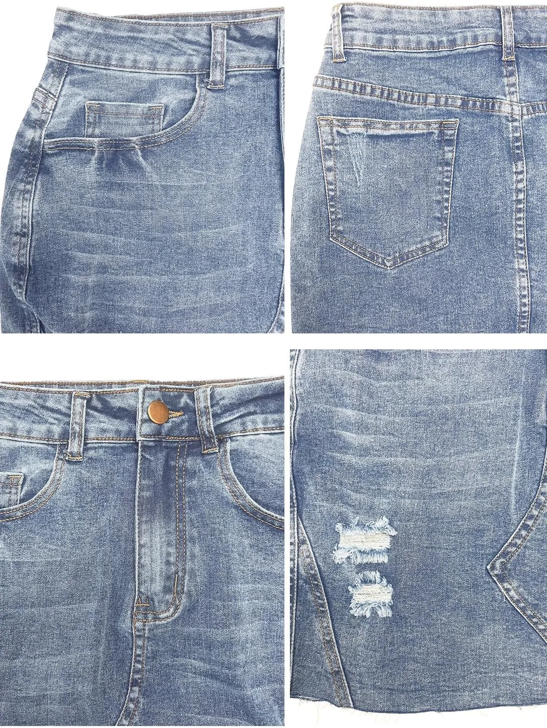 Women's Jean Mini Skirt High Waist Above Knee Length Bodycon Vintage Pocket Denim Summer Short Skirts for Women