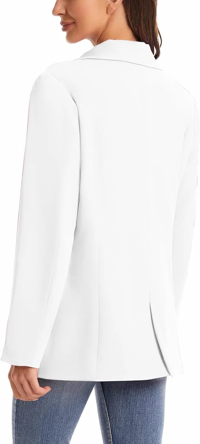 Women's Long Sleeve Open Front Blazer with Zipper Pockets