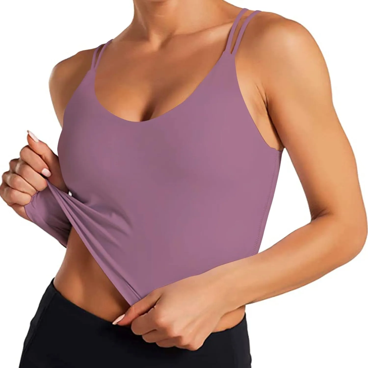 Women's Longline Sports Bra Padded Strappy Yoga Bra Fitness Running Workout Crop Tank Top2pack