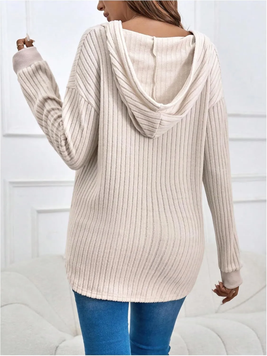 Women's Maternity Sweatshirts Long Sleeve Rib Knit Half Zip Up Hoodies Pullover Tops Fall Clothes